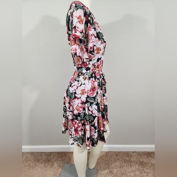 WHBM Floral godet pleat dress dark romantic feminine garden farie size XS - Picture 3 of 12
